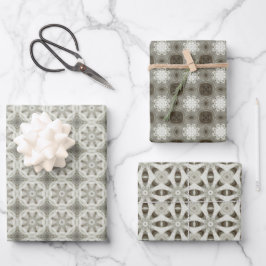 ビクトリアン十字型クリスマス：繊維デザイン ラッピングペーパーシート