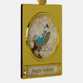 ビクトリアン女の子のファッションド群れ ゴールドプレートバナーオーナメント (右)