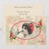 ビクトリアン女性 ウェディング レセプション 返信カード 招待状 (正面/裏面)