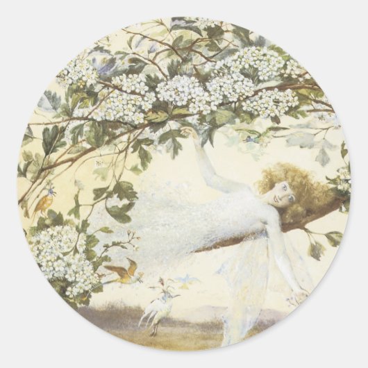 ビクトリアン妖精の国ステッカー – ベビー妖精 ラウンドシール (正面)