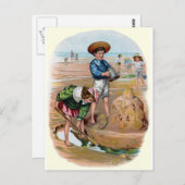 ビクトリアン子供が城を築く ポストカード (正面/裏面)