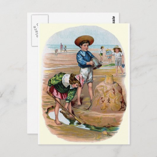 ビクトリアン子供が城を築く ポストカード (正面/裏面)