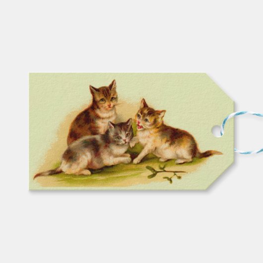 ビクトリアン子猫プリント ギフトタグ (正面(横))