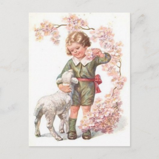 ビクトリアン子羊さくらんぼツリー ポストカード (正面)