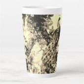 ビクトリアン孔雀フローラトイル模様金ゴールド板 カフェラテマグ (正面)