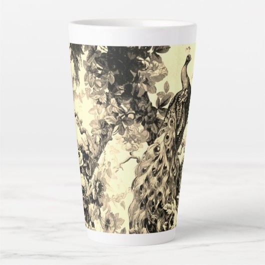 ビクトリアン孔雀フローラトイル模様金ゴールド板 カフェラテマグ (正面)