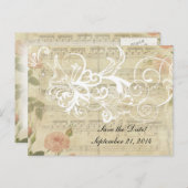 ビクトリアン幽霊音楽とバラ保存日付 案内ポストカード (正面/裏面)