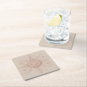 ビクトリアン春、ソフトピンク スクエアペーパーコースター (インサイチュ)