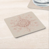ビクトリアン春、ソフトピンク スクエアペーパーコースター (アングル)