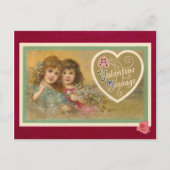 ビクトリアン時代のバレンタインメッセージ 2人の少女 ポストカード (正面)