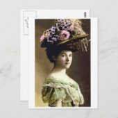 ビクトリアン時代の大きな帽子の女性 ポストカード (正面/裏面)