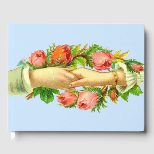 ビクトリアン時代の手が絡んだプリント ゲストブック (正面)