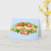 ビクトリアン時代の手を組んだプリント カード (黄色い花)