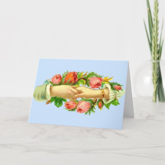 ビクトリアン時代の手を組んだプリント カード (正面)