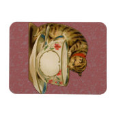 ビクトリアン時代の猫のティーカップ アンティーク マグネット (横)