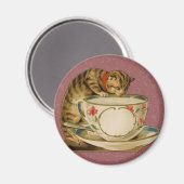ビクトリアン時代の猫のティーカップ アンティーク マグネット (正面/裏面)