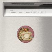 ビクトリアン時代の猫のティーカップ アンティーク マグネット (インサイチュ (食洗機))