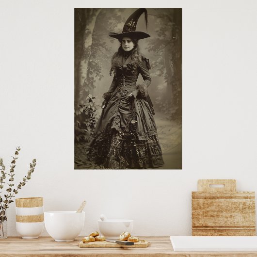 ビクトリアン時代の魔女　セピア・ポートレート　スタイル３ ポスター (キッチン)