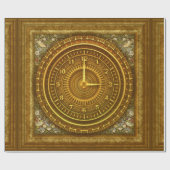 ビクトリアン時計金ゴールドエレガント ラッピングペーパー (フラット)