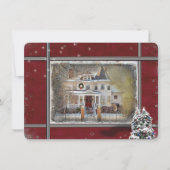 ビクトリアン様式の家のクリスマス招待状 招待状 (正面)