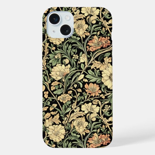 ビクトリアン様式の花柄 iPhoneケース (裏面)