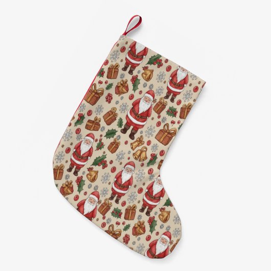 ビクトリアン水彩サンタクリスマスコレクション スモールクリスマスストッキング (正面 (吊り時))