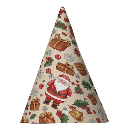 ビクトリアン水彩サンタクリスマスコレクション パーティーハット (右)