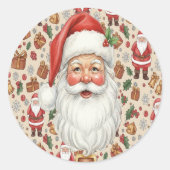 ビクトリアン水彩サンタクリスマスコレクション ラウンドシール (正面)