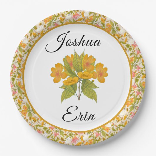 ビクトリアン牧草地イエロー – 紙プレート ペーパープレート (正面)