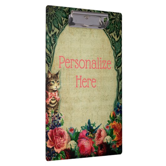 ビクトリアン猫シート音楽フローラヴィンテージグリーンピン クリップボード (右)