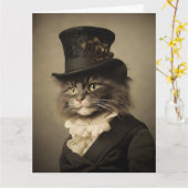 ビクトリアン猫 誕生日カード 彼へ カード (黄色い花)