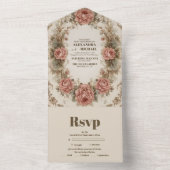 ビクトリアン王室のエレガ結婚ンス オールインワン招待状 (内側)