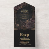 ビクトリアン王室のゴシック結婚ス オールインワン招待状 (内側)