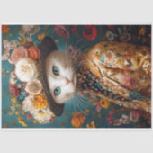 ビクトリアン白い猫の切り離 薄葉紙 (正面)