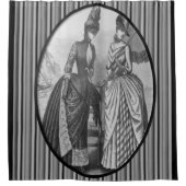 ビクトリアン白黒レディストライプショアカーテン シャワーカーテン (正面)