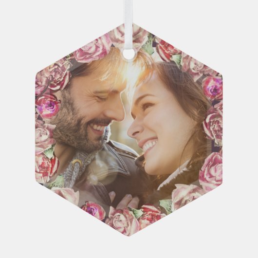 ビクトリアン結婚フローラパーソナライズされた ガラスオーナメント (正面)