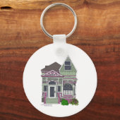 ビクトリアン絵を描Lady – 緑/ピンク キーホルダー (正面)