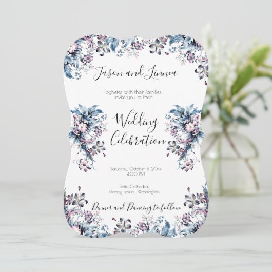 ビクトリアン花エレガント入りアルデコスタイル 招待状 (スタンド正面)