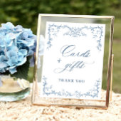 ビクトリアン華美ほこりっぽい青いカードとギフト ポスター