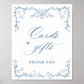 ビクトリアン華美ほこりっぽい青いカードとギフト ポスター (正面)