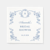 ビクトリアン華美グレイスブルーフローラブライダルシャワー スタンダードカクテルナプキン (正面)