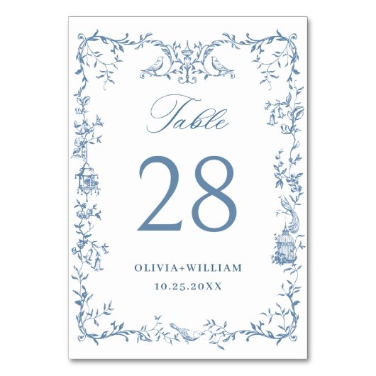 ビクトリアン華美ダスティブルーフローラ結婚ズ テーブルナンバー (裏面)