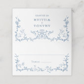 ビクトリアン華美ダスティブルーフローラ結婚ズ プレイスカード (外部開封)