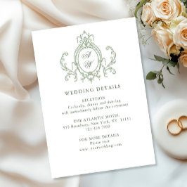 ビクトリアン華美フローラセージ結婚グリーン詳細 エンクロージャーカード