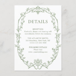 ビクトリアン華美フローラセージ結婚グリーン詳細 エンクロージャーカード