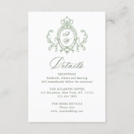 ビクトリアン華美フローラセージ結婚グリーン詳細 エンクロージャーカード