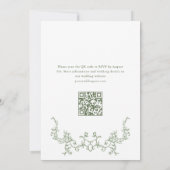 ビクトリアン華美フローラセージ緑QRコード結婚 招待状 (裏面)