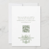 ビクトリアン華美フローラセージ緑QRコード結婚 招待状 (裏面)