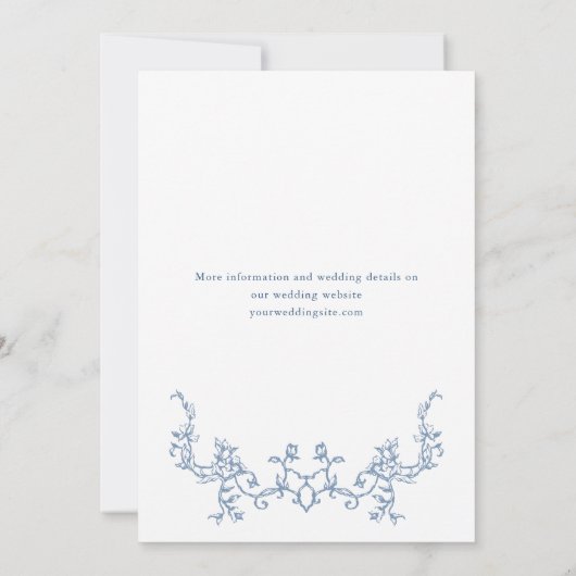 ビクトリアン華美フローラダスティブルーブライダルシャワー 招待状 (裏面)