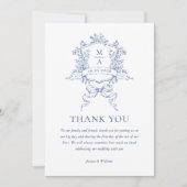 ビクトリアン華美フローラダスティー結婚ブルーの写真 サンキューカード (正面)